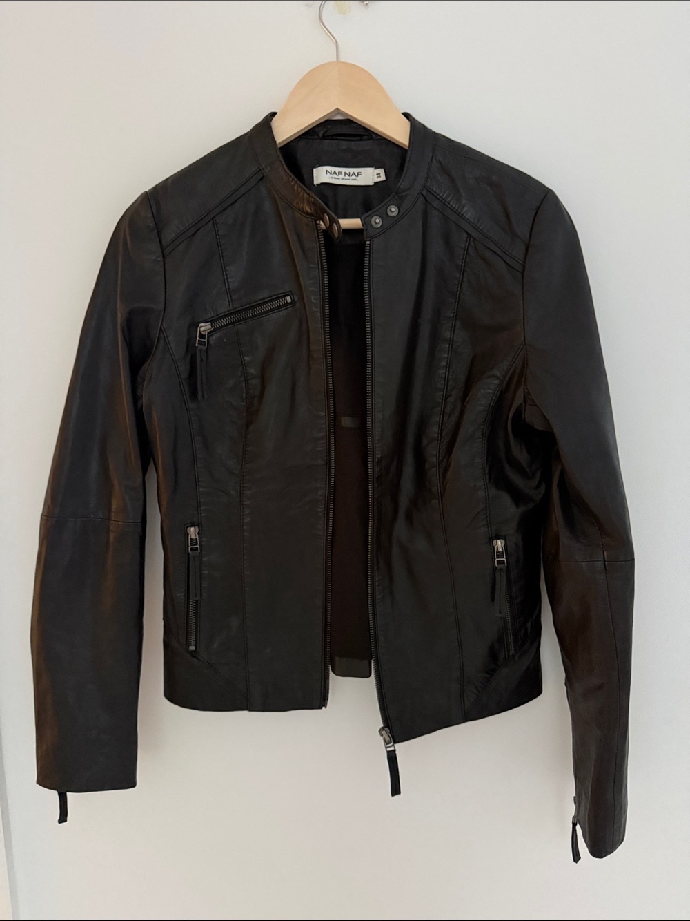 NAF NAF Black Women's Leather Moto Jacket
